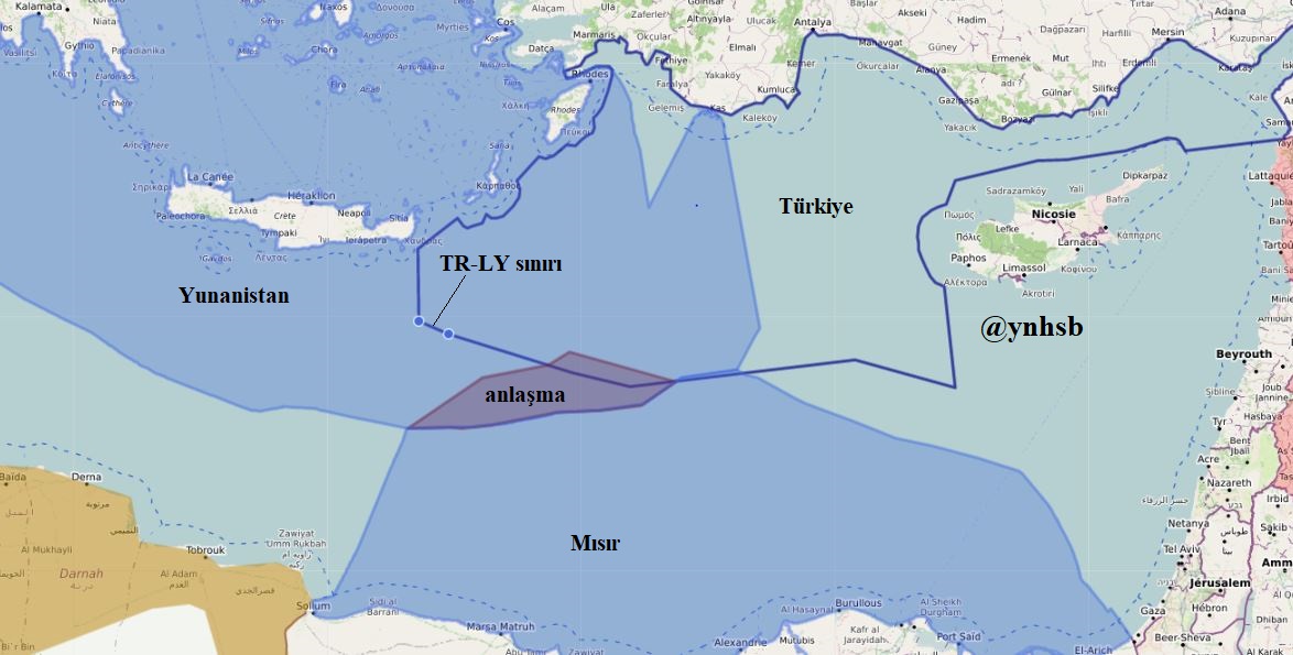 Mısır ve Yunanistan Arasında İmzalanan Münhasır Ekonomik Bölge (MEB) Andlaşmasını Gösteren Haritalar